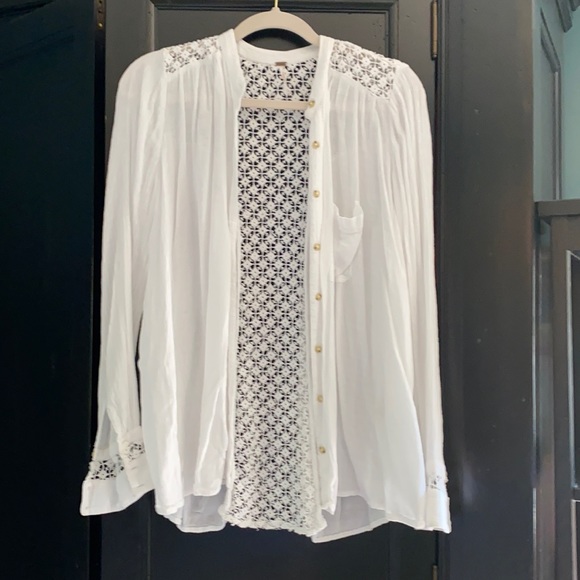 Free People Tops - FP crochet white blouse